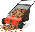 Manual Push Lawn Sweeper 26 Inch- Walk Behind Yard Sweeper for Leaves and Grass,7 Cu. ft. Large Hopper, Height Adjustable, 4 Fast Spinning Brushes