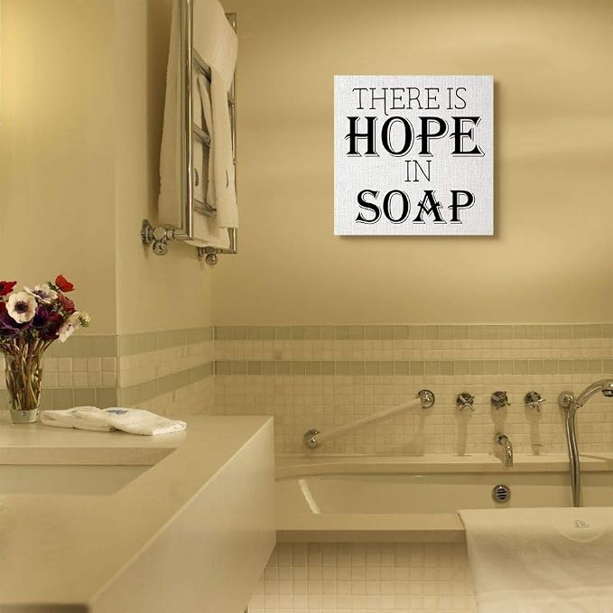 Funny Soap Bathroom Affirmation, 24 x 24 Inch Canvas Wall Art | Stupell Industries | 24 x 24 Inches, Easy to Hang and Sturdy, Made in USA, by Gail Green Licensing and Design