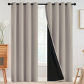 SimpleHome 100% Blackout Curtains for Bedroom,Thermal Insulated Natural Grommet Window Drapes Room Darkening Curtains for Living Room with Black Back,52 x 84 Inch,2 Panels