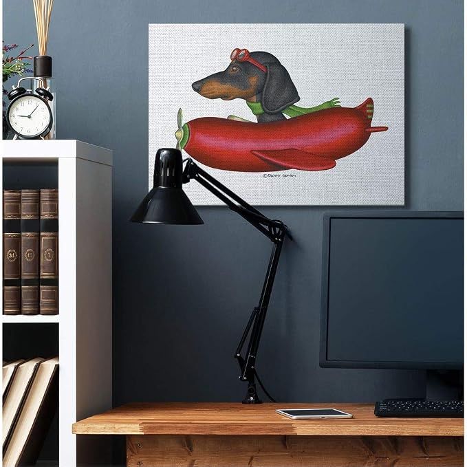Stupell Industries Dachshund Flying in Weenie, 30 x 40 Inch Canvas Wall Art | Stupell Industries | 40 x 30 Inches, Easy to Hang and Sturdy, Made in USA, by Danny Gordan