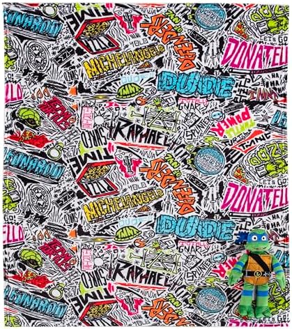 Northwest Teenage Mutant Ninja Turtles Character Hugger Pillow & Silk Touch Throw Blanket Set, 40" x 50", Sketched Out