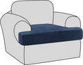 H.VERSAILTEX Stretch Velvet T Cushion Chair Covers for Living Room Armchair Sofa Cover Couch Cover Slipcover T Cushion Seat Cover Stay with Elastic Bands(Armchair, Navy)