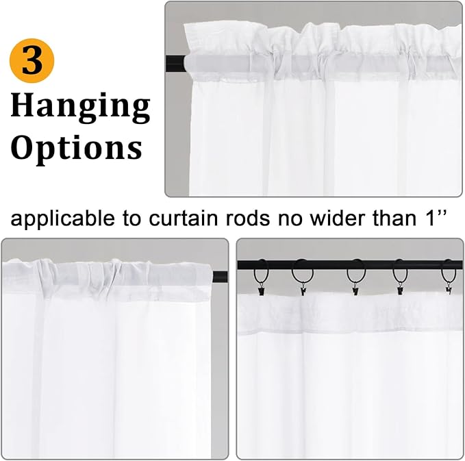 Gwine Extra Long White Sheer Curtains 120 Inches Long 2 Panels Set, Voile Light - Image 4