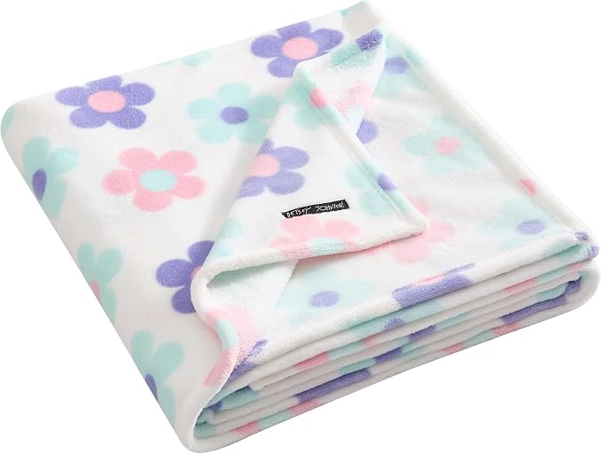 Betsey Johnson - Blanket, Buttery-Soft Throw Blanket for Couch or Bed, Boldly Plush & Oversized Bedding (Retro Daisy Toss Purple, 50" x 70")