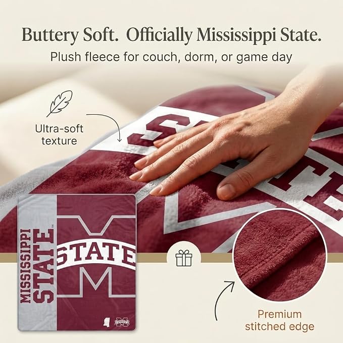 Proformance Home NCAA Mississippi State Bulldogs Endzone Ultra Soft Tailgate Throw