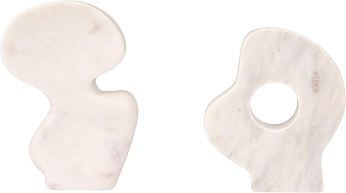 Decorative Abstract Marble Sculptures, Set of 2 Styles, White