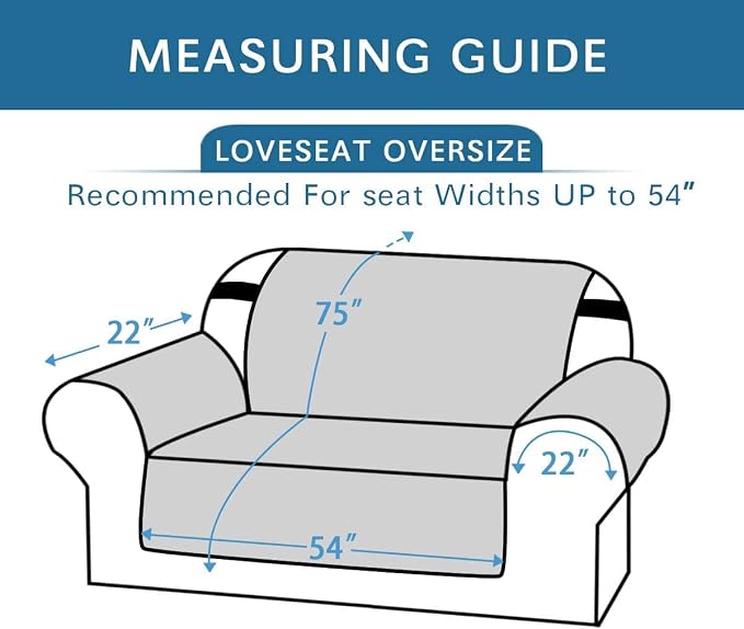 H.VERSAILTEX Reversible Loveseat Cover Water Resistant Furniture Protector for Dogs Non Slip Couch Cover with Elastic Strap Washable Loveseat Slipcover(Oversized Loveseat, Light Grey/Beige)