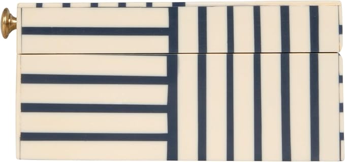 Bloomingville Midnight Blue & White Striped Resin Storage Box