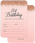 Andaz Press Blush Pink and Rose Gold Glitter Elegant Party Collection, 5x7-inch Invitations with Envelopes, 21st Birthday, 24-Pack, Double Sided Printing, Heavy Card Stock, Includes Envelopes