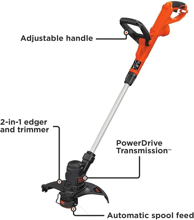American Lawn Mower Company 1304-14GC 14-Inch 5-Blade Push Reel Lawn Mower with Grass Catcher, Mint & Black+Decker ST8600 5.0 AMP String Trimmer, 13 Inches