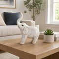 Sagebrook Home Resin Elephant Figurine - Handcrafted Polyresin Home Decor Statue - Rustic Casual Style for Living Room, Bedroom, Office - Elegant Accent Sculpture - 11" White