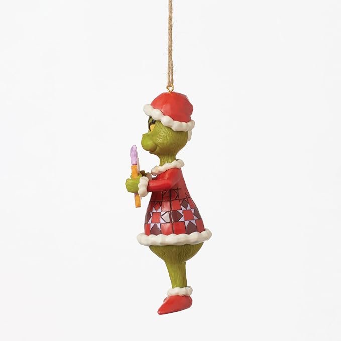 Enesco Dr. Seuss Grinch by Jim Shore Merry Whatever Sign Santa Grinch Hanging Ornament, Hand Crafted, Hand Painted Collectible Christmas Tree Ornaments Home Decor Collection Gift, 5 Inch, Multicolor