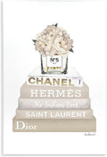 The Stupell Home Décor Collection High Fashion Bookstack with Tan Flowers Wall Plaque Art, 10 x 15, Multi-Color | Stupell Industries · By Amanda Greenwood · Hand finished · Ready to hang · Made in USA