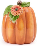 Fitz and Floyd Harvest Halloween Tall Flower Pumpkin Ceramic Figurine, 7 inch