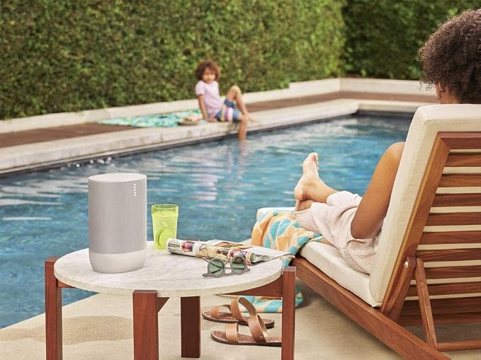 Sonos Move - Battery-Powered smart Speaker, Wi-Fi and Bluetooth with Alexa Built-in - Lunar White