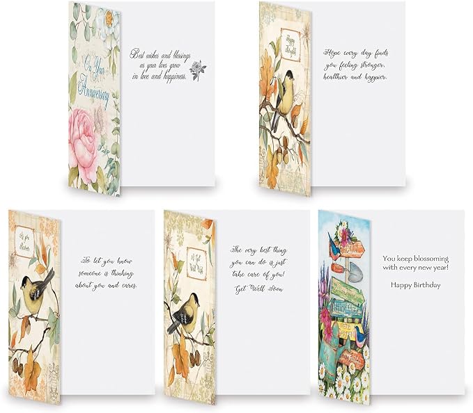 Current All Occasion Greeting Cards with Matching Envelope Seals | Susan Winget Studio, 40 Count, 5 x 7 Folded, Themed Card Value Pack, With Envelopes