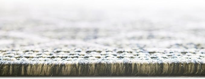 Unique Loom Outdoor Trellis Collection Area Rug - Tribal Trellis (5' 3" Octagon, Green/ Natural)