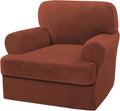 H.VERSAILTEX Sofa Cover 2 Piece T Cushion Armchair Slipcovers Thick Velvet Couch Cover Stretch T Cushion Sofa Covers for 1 Cushion Couch with 1 Individual T Cushion Covers Washable, Rust