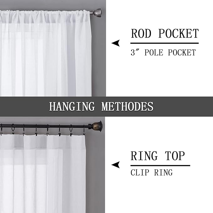 Tollpiz Short Sheer Curtain Living Room Linen Textured Curtains Sheer Light - Image 5