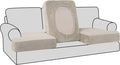 H.VERSAILTEX Stretch Velvet 3 Piece T Cushion Sofa Slipcovers for Living Room Individually Sofa Covers for 3 Seat Cushion Covers Stay with Elastic Bands (Sofa, French Oak)