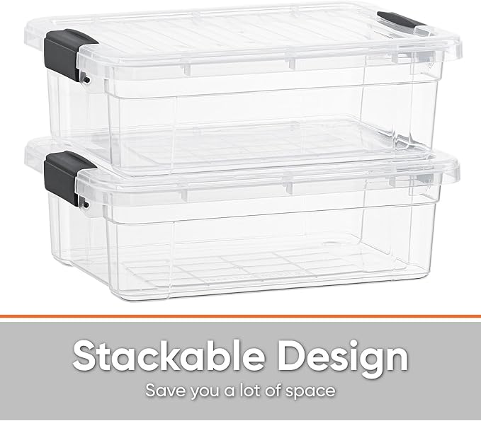 Superio 2.3 Qt Clear Plastic Storage Bin with Lid, Non-Toxic, BPA Free, Odor Free, Organizer Storage Box, Stackable Plastic Tote for Home, Garage, School, and Office, Small