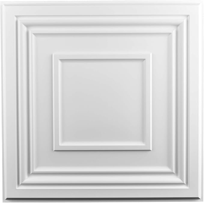 Art3d Drop Ceiling Tiles 24x24in. (12-Pack, 48 Sq.ft), Wainscoting Panels Glue Up 2ft x 2ft, Matt White