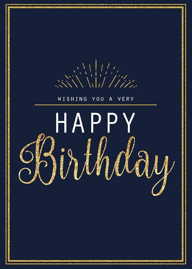 25 Happy Birthday Cards with Envelopes for Business, Work (Golden Rays) | Bulk 25 Pack, Birthday Greeting Card Set, 5x7 in, A7, Office, Employees, Coworkers, Clients, Team Members, USA, B1703
