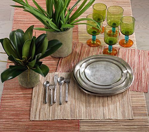 SARO LIFESTYLE Shimmering Woven Nubby Table Runner - Textured Water Hyacinth Table Runner with Sparkling Metallic Threads for Dining Tables, Everyday Entertaining and Home Décor, 14"x54", Rust - Image 2