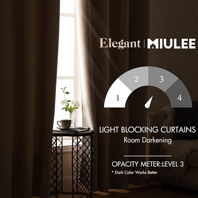 MIULEE Blackout Curtains for Bedroom Living Room Thermal Insulated Room Darkening Grommet Top Solid Light Blocking Drapery Set of 2 Window Panels 52 x 90 Inches Beige