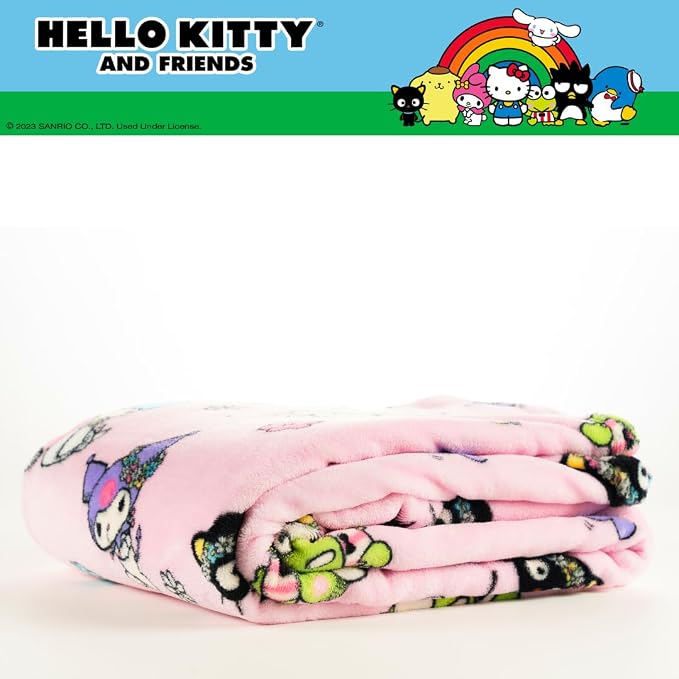 Sanrio Hello Kitty & Friends Cozy Blanket 62 in x 90 in – Soft Fluffy Plush Throw for Couch Or Bed, Collectible Gift (100% Officially Licensed Product) by Franco Collectibles®