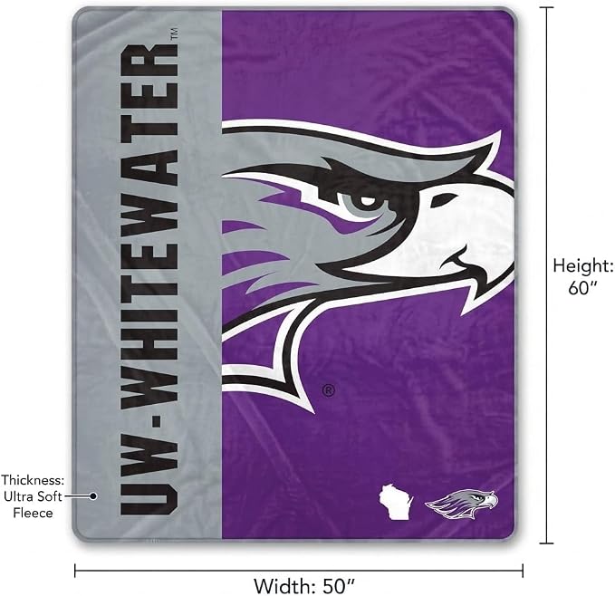 Pegasus Sports NCAA Wisconsin Whitewater Warhawks Endzone Ultra Soft Tailgate Throw
