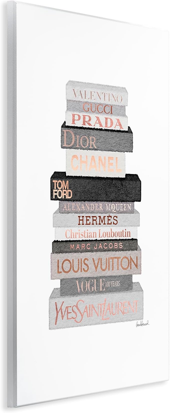 'Grey & Peach Bookstack'| Wall Plaque Art | Stupell Industries | 10 x 15 Inches, Easy to Hang and Sturdy, Made in USA, by Amanda Greenwood