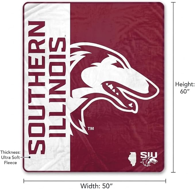 Pegasus Sports NCAA Southern Illinois Salukis Endzone Ultra Soft Tailgate Throw