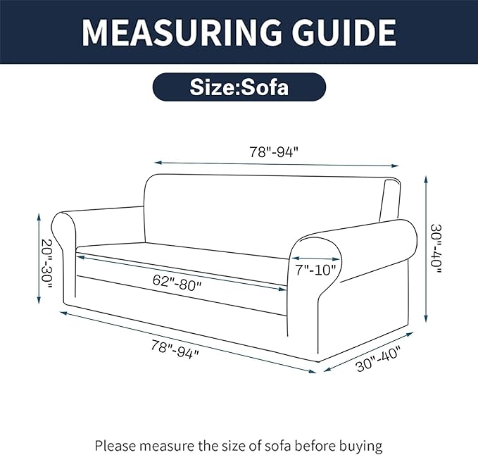 Cupuamon 2026 New Stretch Sofa Slipcovers Couch Cover for 3 Cushion Furniture Protector Sofa Covers with Elastic Bottom Jacquard Fabric Small Checks for Pets, Kids -Sofa, Classic Blue