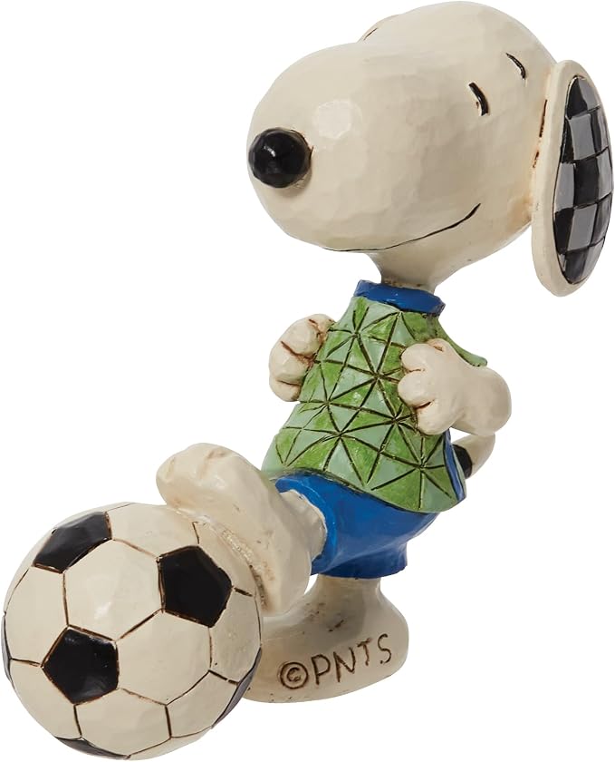 Enesco Peanuts by Jim Shore Snoopy Playing Soccer Miniature Figurine, 3.25 Inch, Multicolor