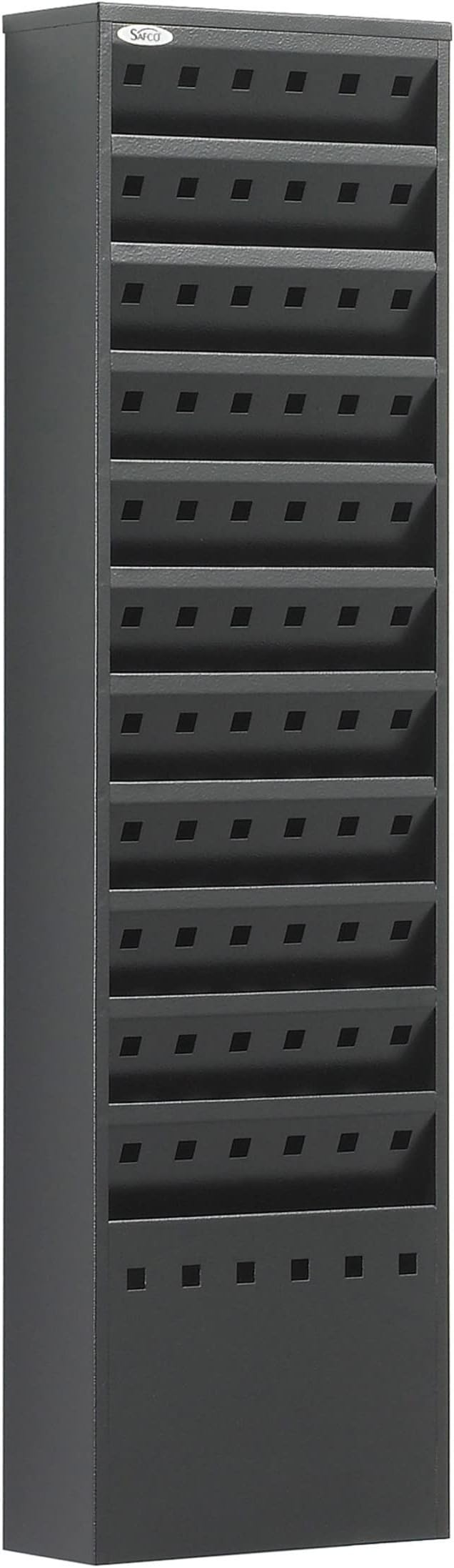 Safco 4321BL Steel Magazine Rack, 11 Pockets - Durable Wall Mounted Black Steel Construction with Optional Base - Perfect Office or School Resource Solution