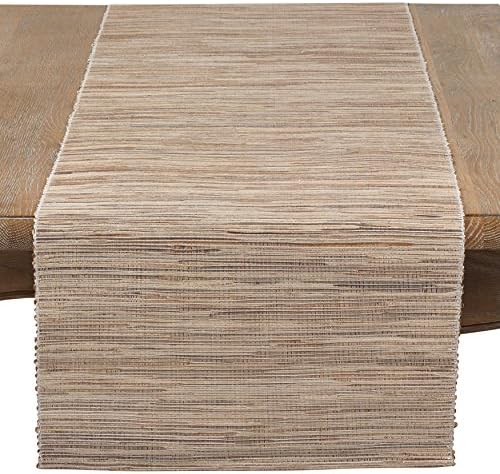 SARO LIFESTYLE Shimmering Woven Nubby Table Runner - Textured Water Hyacinth Table Runner with Sparkling Metallic Threads for Dining Tables, Everyday Entertaining and Home Décor, 14"x90", Natural by SaroLifestyle