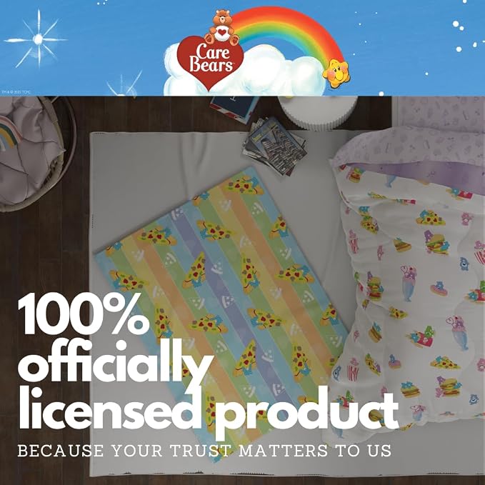 Care Bears Nostalgic Pizza Bedding Super Soft Cozy Plush Throw, 46 in x 60 in, (Officially Licensed Product) by Franco Collectibles