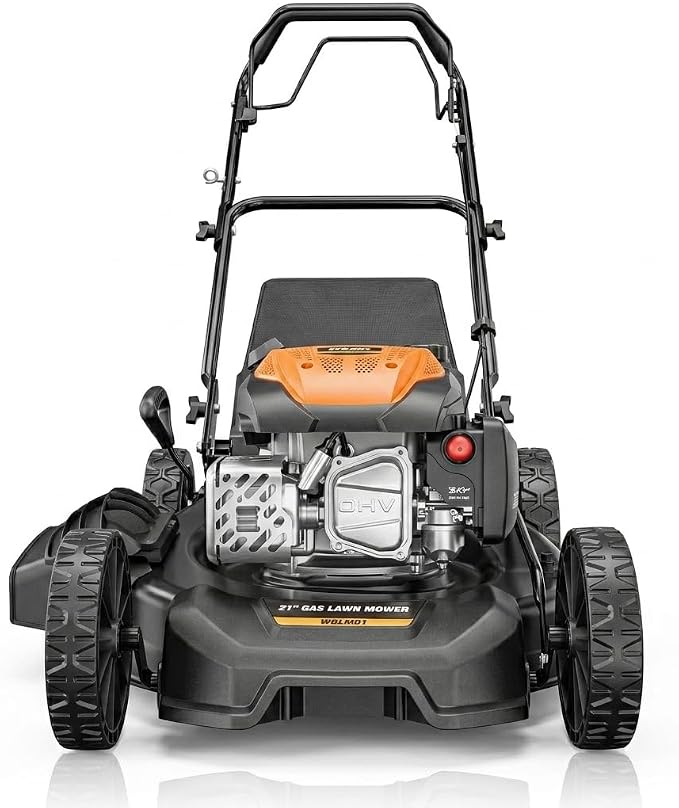 21" Lawn Mower Gas Self Propelled 170CC 4-in-1 Gas Lawnmower with Bag | Mulch/Rear Bag/Side Discharge/Rear Discharge, 7-Position Cutting Height, Foldable Handle for Garden Backyard