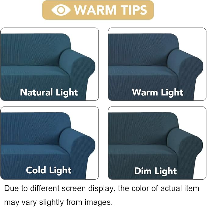 H.VERSAILTEX Stretch Couch Covers for Sofa 1 Piece Slipcovers for Couches and Sofas 3 Seater Couch Cover Feature Thick Checked Jacquard Fabric with Elastic Bottom(Large Sofa 90"-100" Wide, Deep Teal)