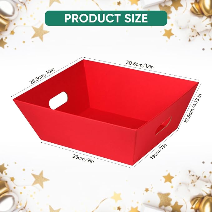 AFOROEOA 6PACK Red Baskets For Gifts Empty, 10x12”Thick Gift Basket with 6Bows 6Bags Empty Gift Baskets for Christmas, Easter, Birthdays, Valentine’s Day Wrapping Gift