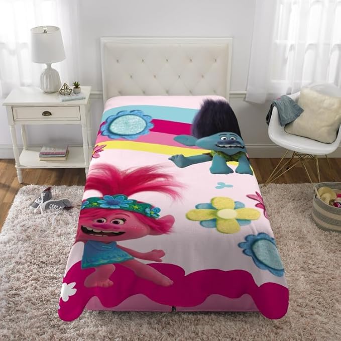DreamWorks Trolls 2 Kids Bedding Super Soft Plush Micro Raschel Blanket, 62 in x 90 in, (Officially Licensed Product) By Franco