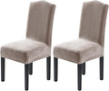 H.VERSAILTEX Velvet Dining Chair Covers Stretch Chair Covers for Dining Room Set of 2 Parson Chair Slipcovers Chair Protectors Covers Dining, Soft Thick Solid Velvet Fabric Washable, Taupe