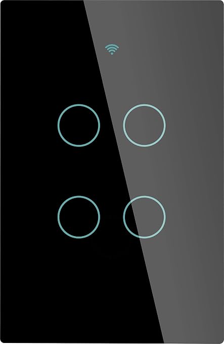 MOES ZigBee Smart Touch Wall Light Switch,Requires Tuya ZigBee Hub,No Neutral Wire/N+L Wiring,No Capacitor,Smart Life Tuya 2/3 Way Remote Control, Work with Alexa Google Home, 2MQTT,4 Gang Black
