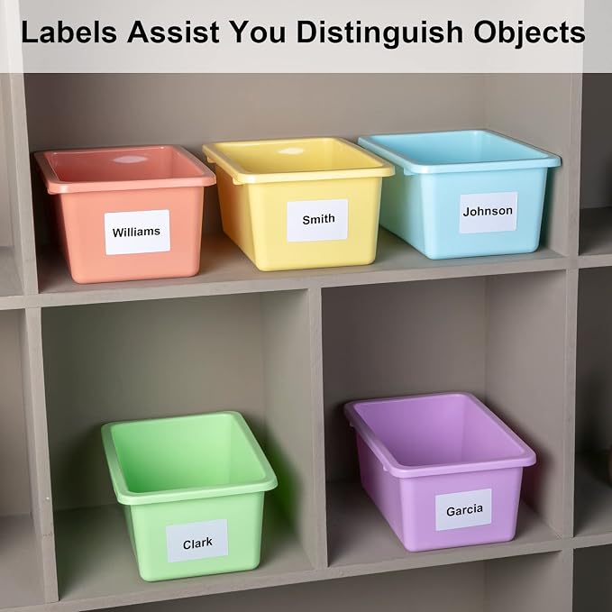 Zonon 12 Pcs Plastic Cubby Storage Bin Back to School Classroom Cubby Organization Storage Container with 1 Pack Self Adhesive Label for Office School Library(Candy Color,11.61 x 7.68 x 4.92)