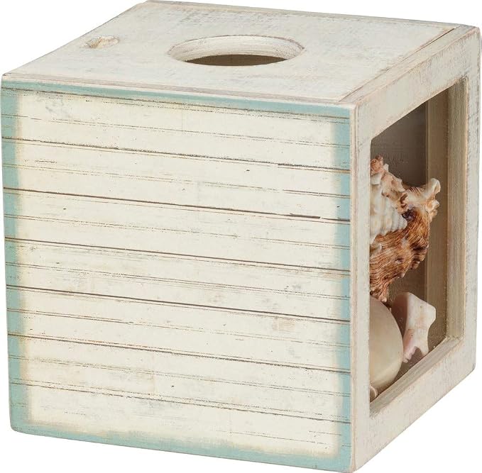 Primitives by Kathy Seashell Holder - Coastal Decor, Glass Display, Treasure Chest, Room and Bedroom Decor