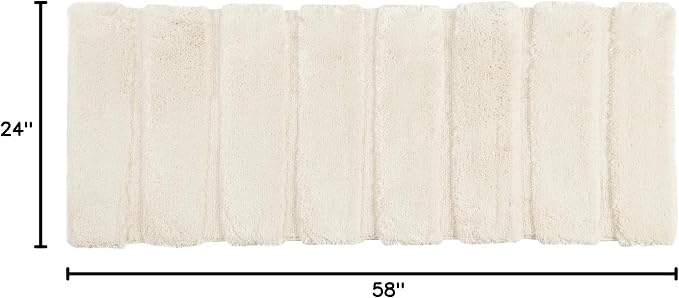 Madison Park Tufted Pearl Channel Absorbent Bathroom Rugs Non Slip Washable Bath Mat Shaggy Rugs For Bathroom Bedroom Plush Runner Rug Machine Wash Rubber Back Wheat 24x58" 1 piece