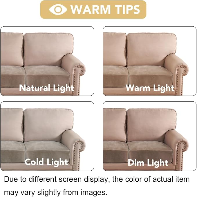 H.VERSAILTEX Velvet Stretch Couch Cushion Cover Plush Cushion Slipcover for Chair Loveseat Sofa Cushion Furniture Protector Seat Cushion Sofa Cover (3 Piece Sofa Cushion Covers, Taupe)