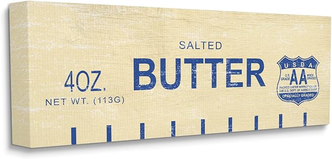 Stupell Industries 'Vintage Salted Butter ', Canvas Art, 40 x 17 Inches, Easy to Hang and Sturdy, Made in USA, by Lil' Rue | Stupell Industries | 40 x 17 Inches, Easy to Hang and Sturdy, Made in USA, by Lil' Rue