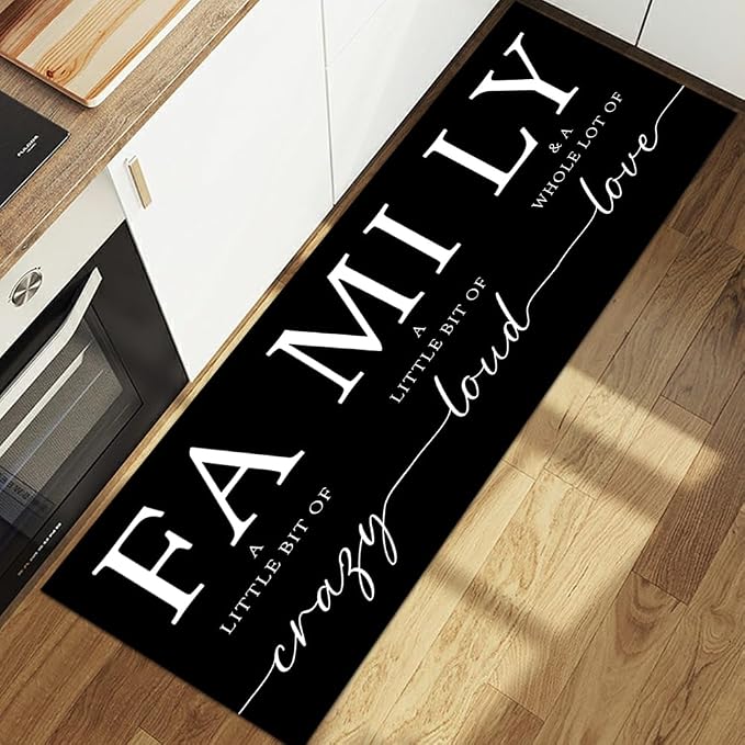 GUBIYU Black Area Rugs for Living Room Washable Rug for Bedroom Non Slip Backing Non Shedding Inspirational A Little Bit of Crazy Rugs for Home Office Decor Floor Carpet for Dining Room 23.6"x59"